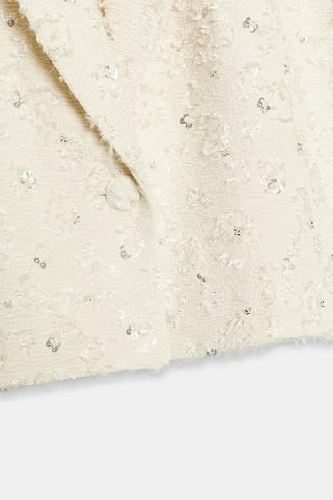 VESTE COURTE EFFRANGÉE À FANTAISIE - Écru de Zara - Image 8