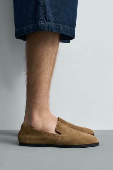 LEATHER LOAFERS - Gold by Zara - Image 1