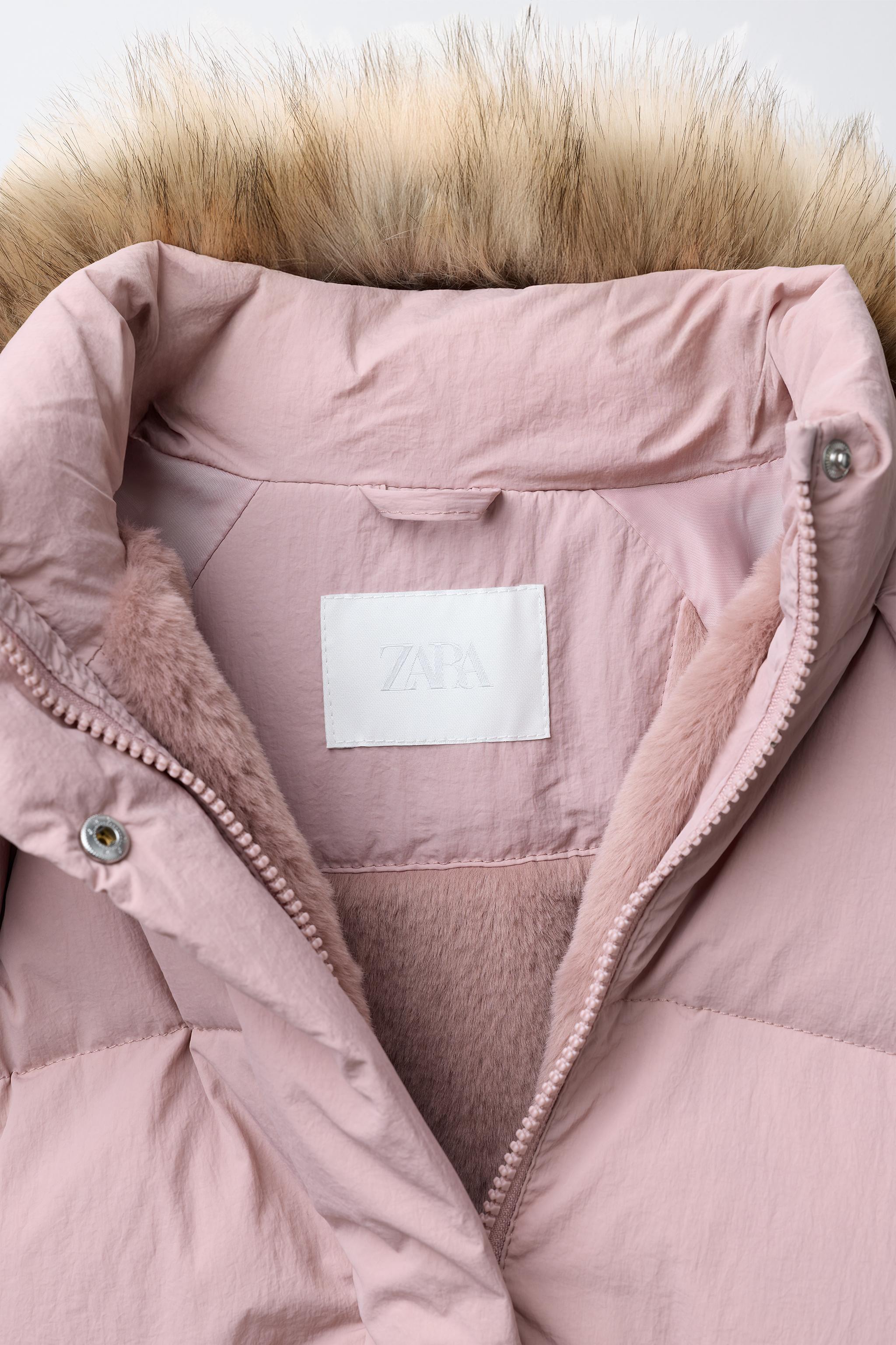 WATER REPELLENT DOWN PUFFER COAT WITH REMOVABLE FAUX FUR HOODIE