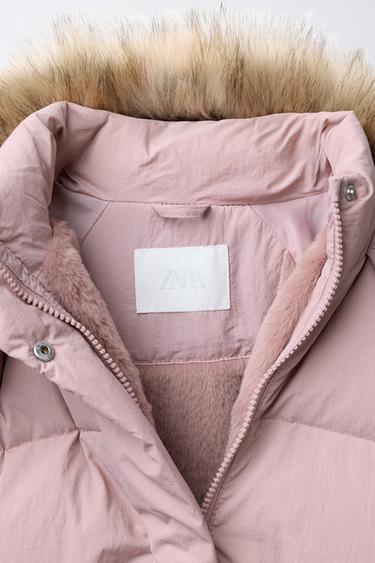 DOUDOUNE EN PLUME ET DUVET DÉPERLANTE ET CAPUCHE EFFET FOURRURE AMOVIBLE - Rose de Zara - Image 9