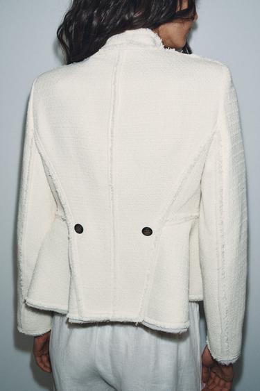 BLAZER EFFRANGÉ À BASQUE ZW COLLECTION - Écru de Zara - Image 2