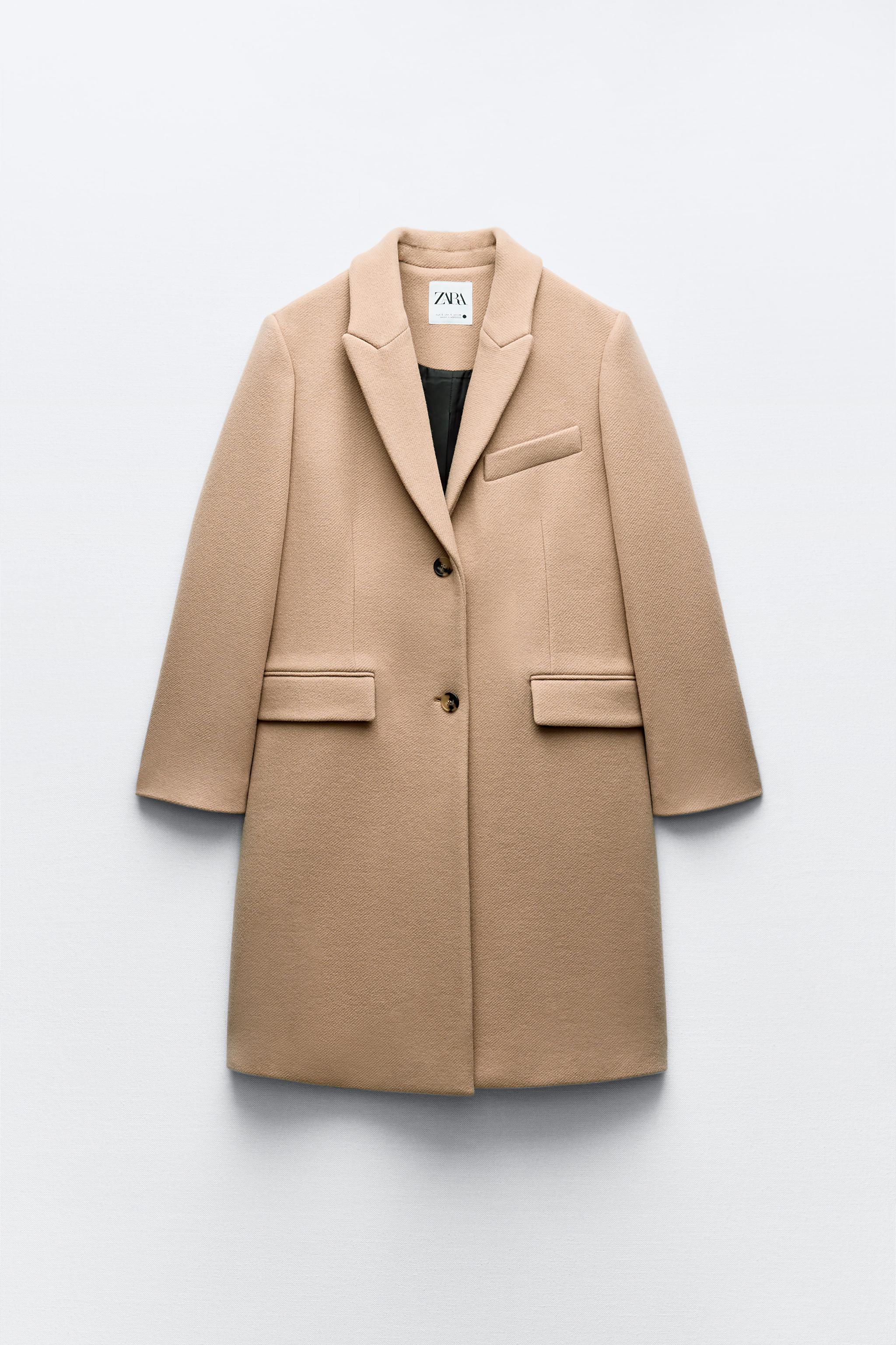 Camel wool coat zara best sale