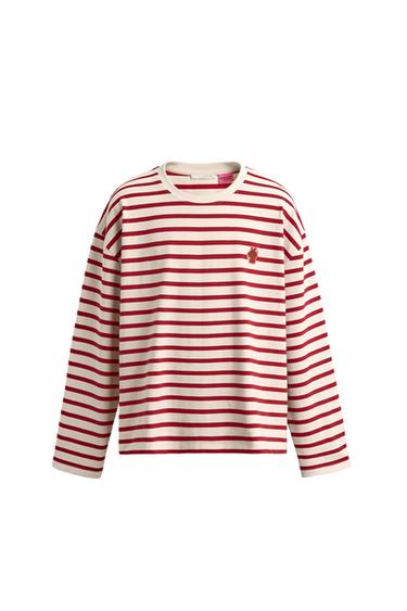 CAMISETA JACQUARD LISTRADA AMANDA LOBOS X ZARA - Branco-marfim da Zara