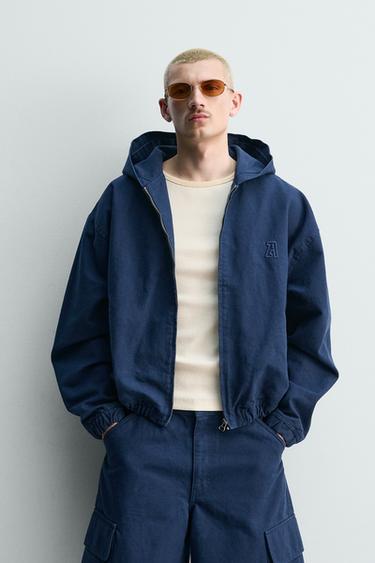 Zara PATCH HOODIE JACKET - Blue