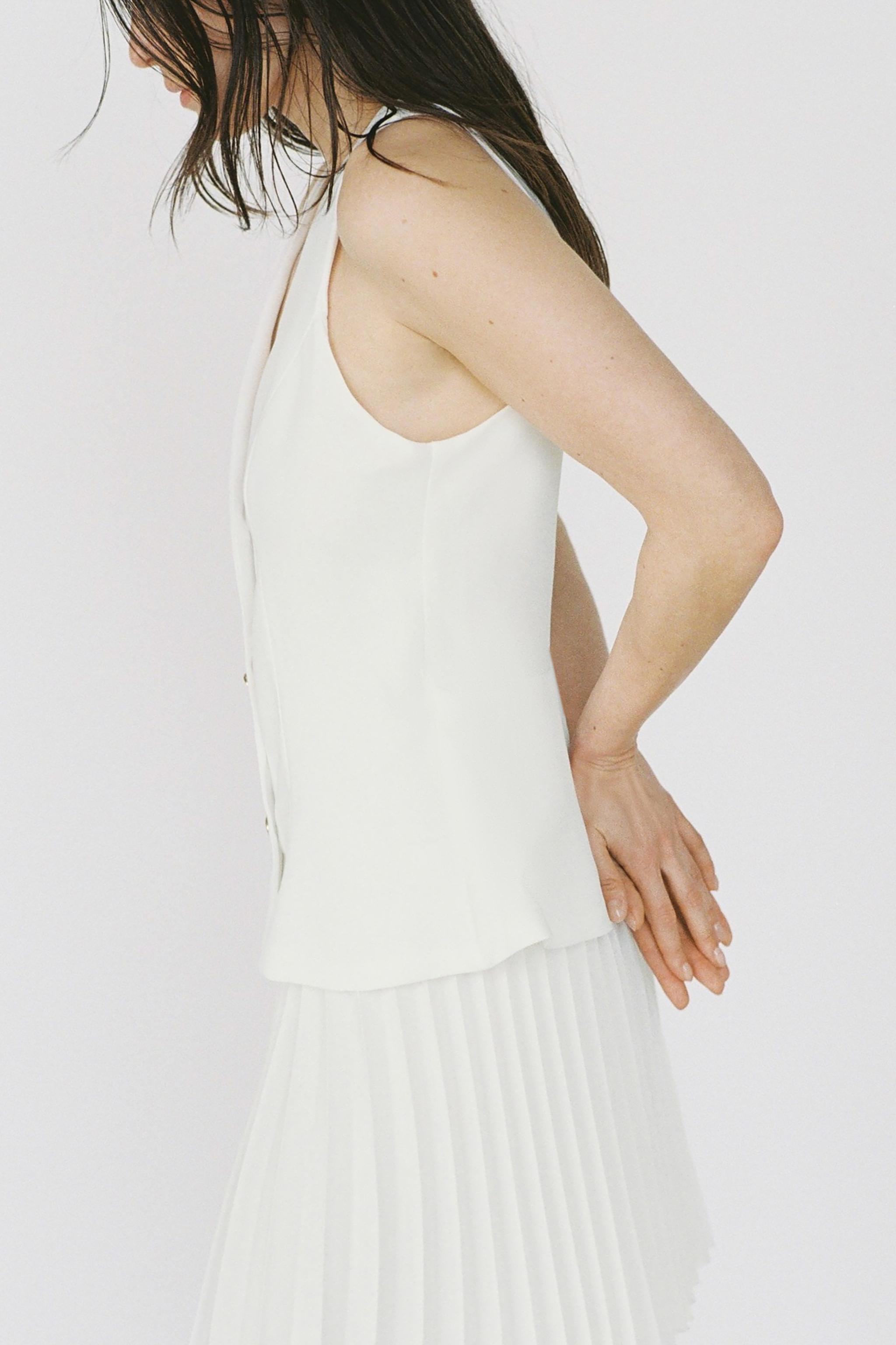 ZARA コンビミニワンピース 0387/063 COMBINATION MINI DRESS - Ecru | ZARA United States