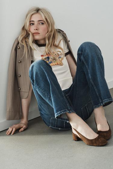 LEATHER SLINGBACK HEELS - Brown by Zara