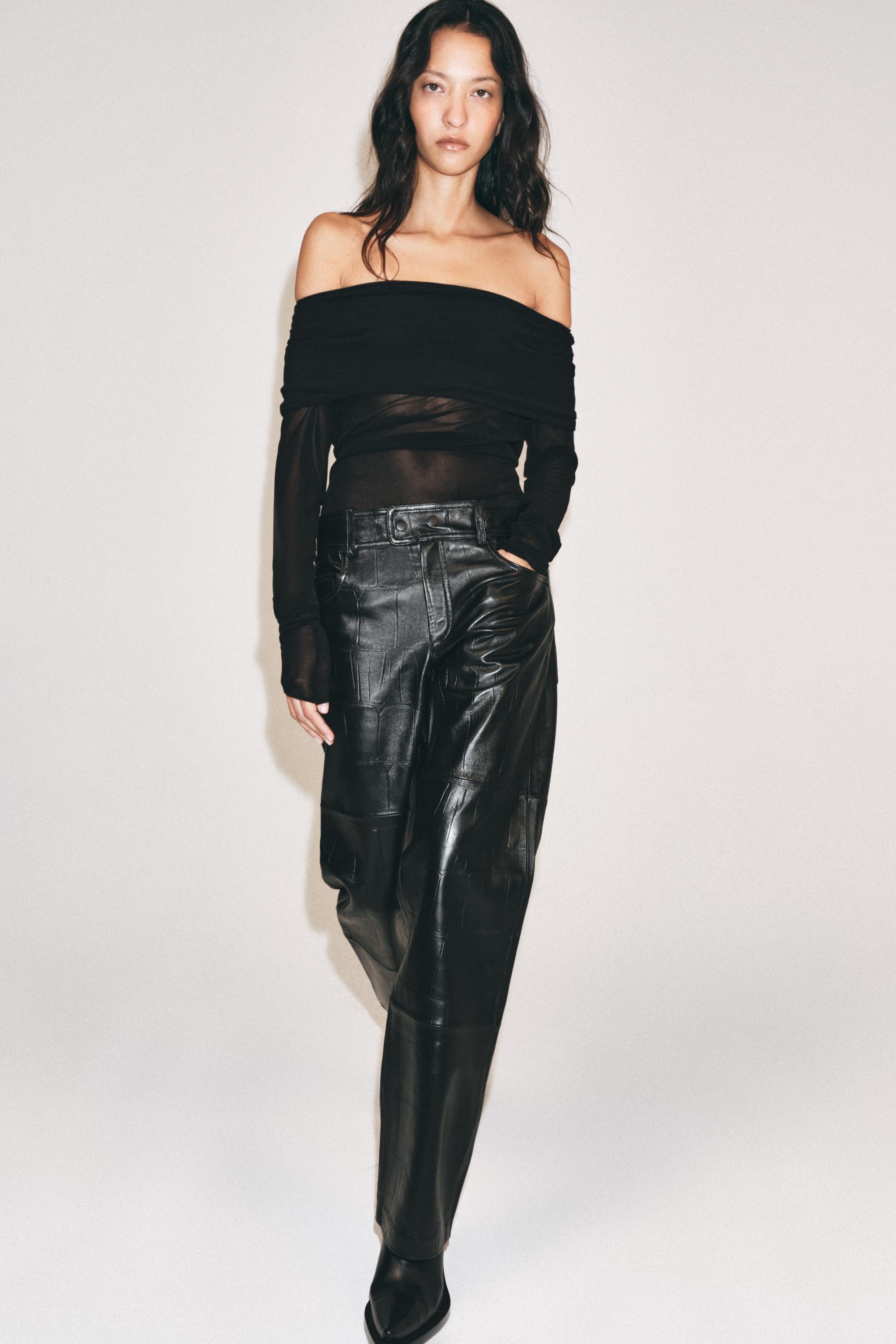 100% LEATHER STRAIGHT PANTS ZW COLLECTION