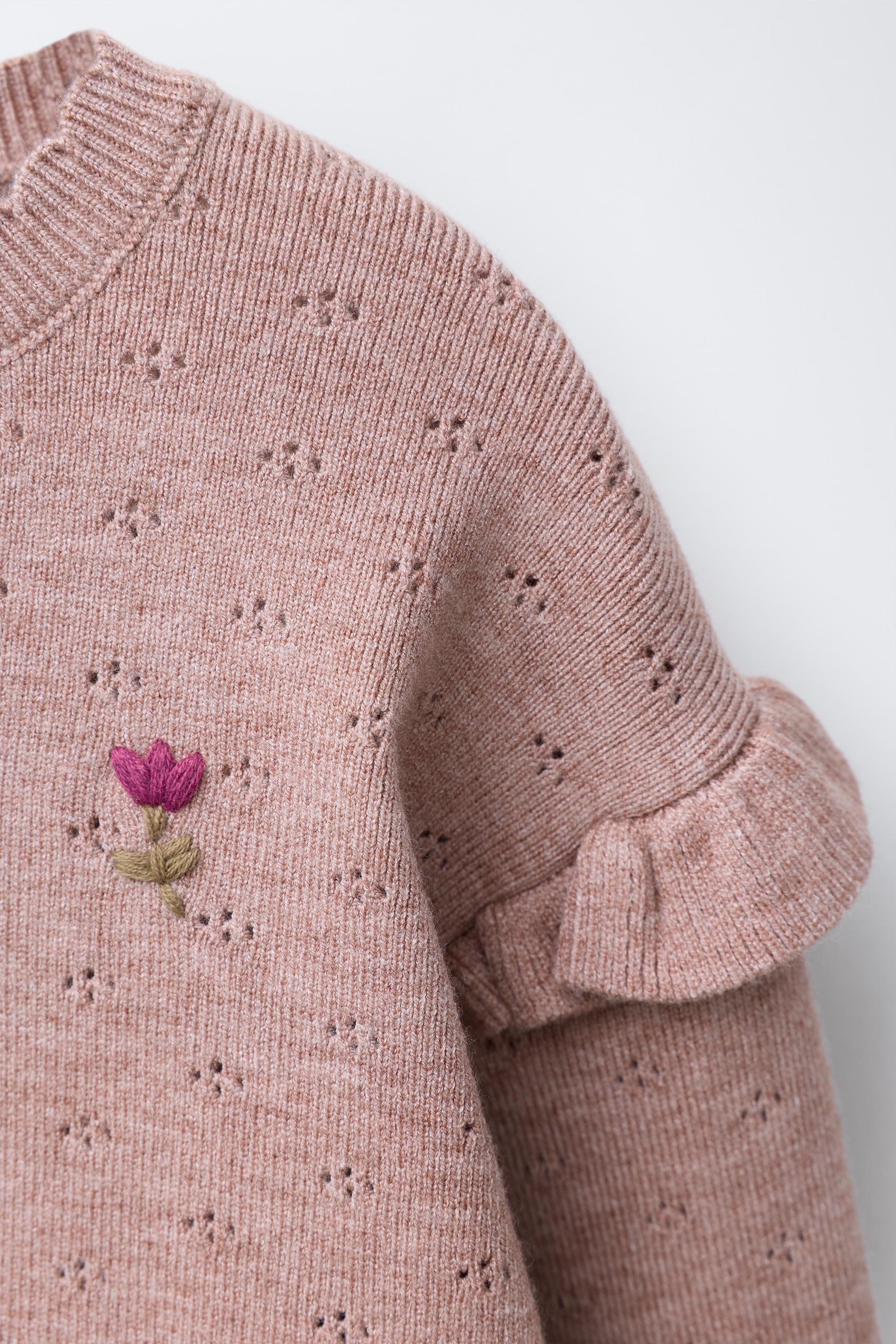 花柄刺繍ニットセーター - ピンクマール | ZARA Japan / 日本