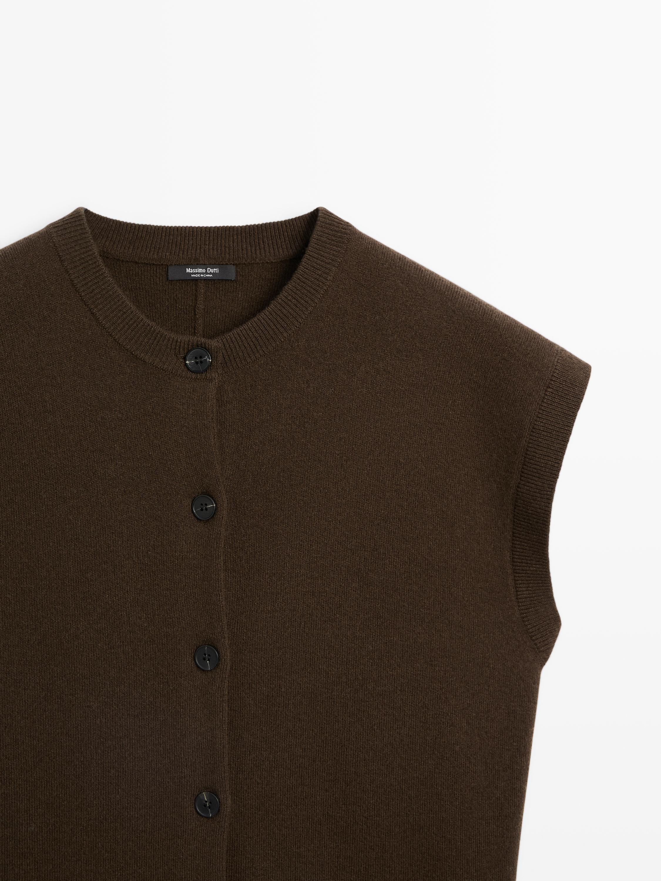 Veste sans manches en maille à col rond