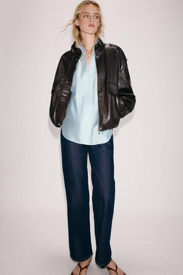 CAMISA SATINADA OVERSIZE - Celeste de Zara