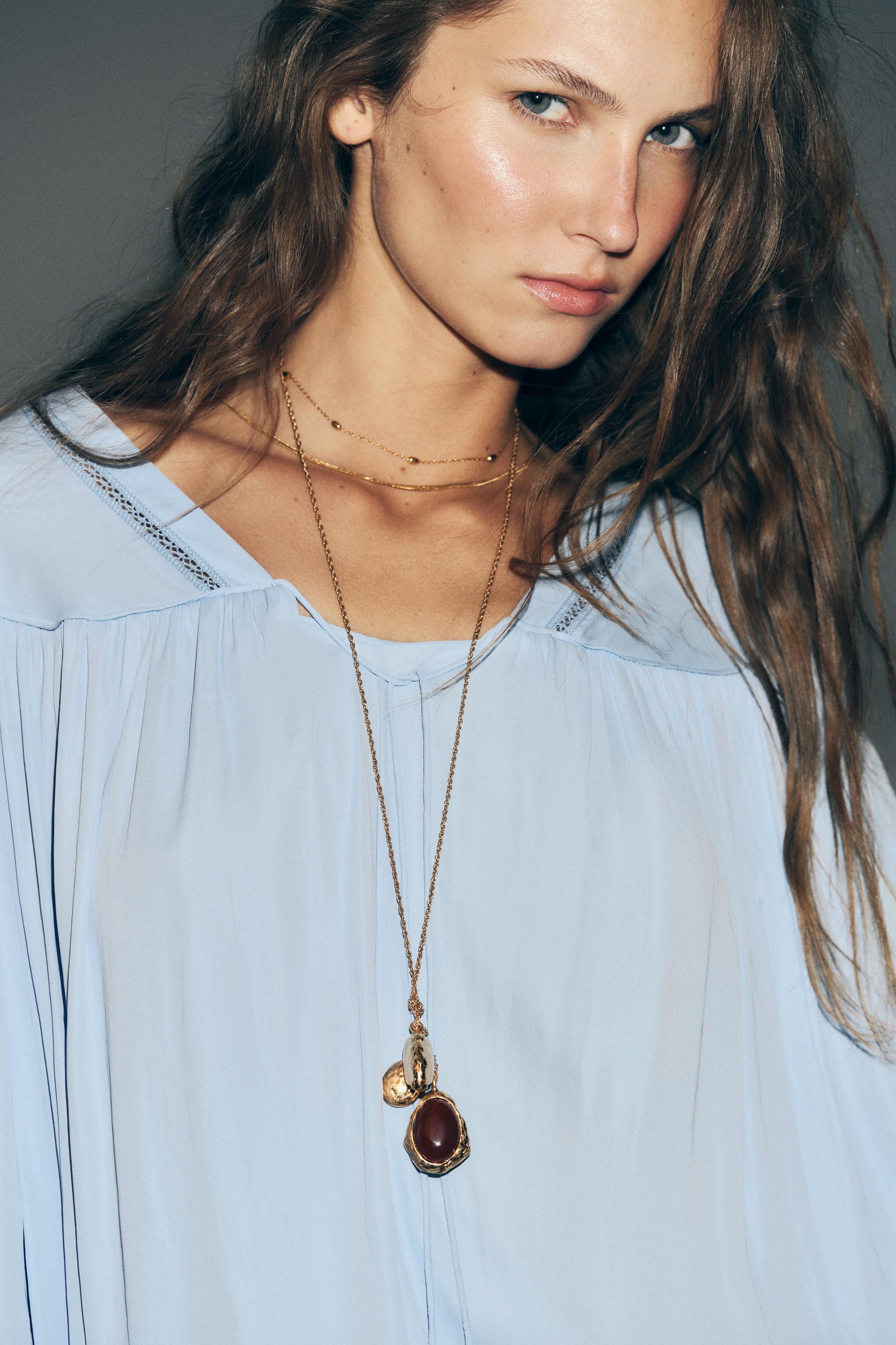 ストーン付きネックレス 2本セット - ゴールド | ZARA Japan / 日本