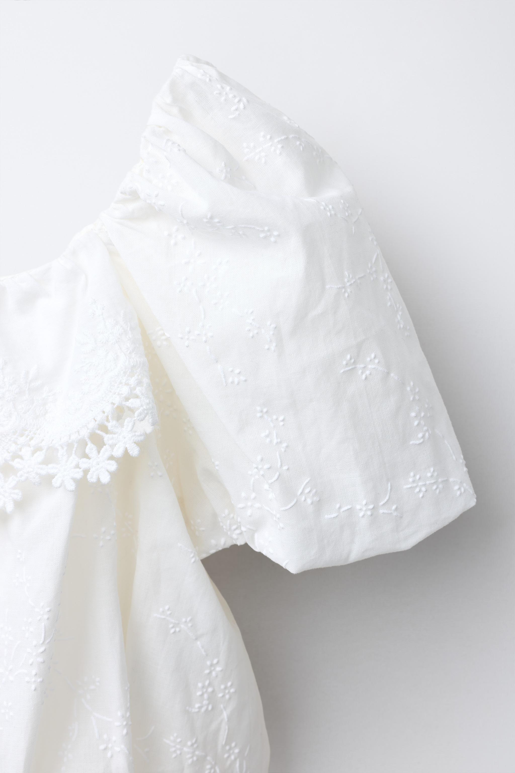 EMBROIDERED BALLOON TOP - White | ZARA United States