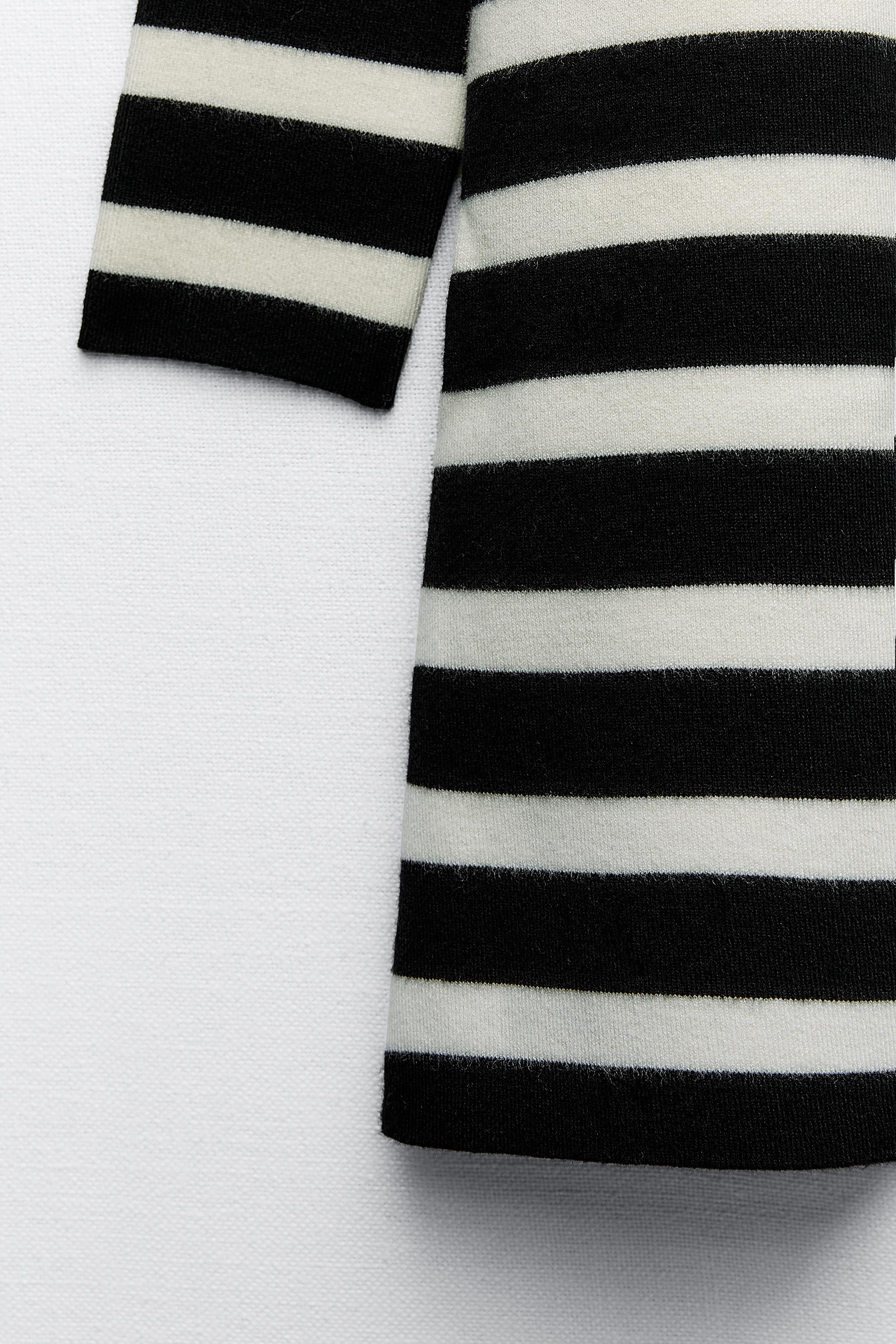 Zara black and white hotsell striped dress