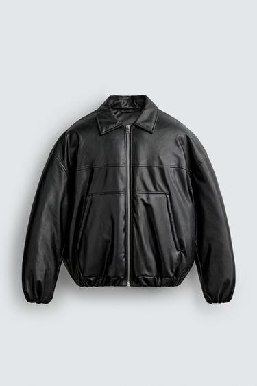 CAZADORA ACOLCHADA EFECTO PIEL - Negro de Zara - Imagen 0