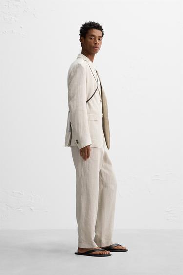 BLAZER DE COSTUME 100 % LIN - Sable de Zara - Image 3