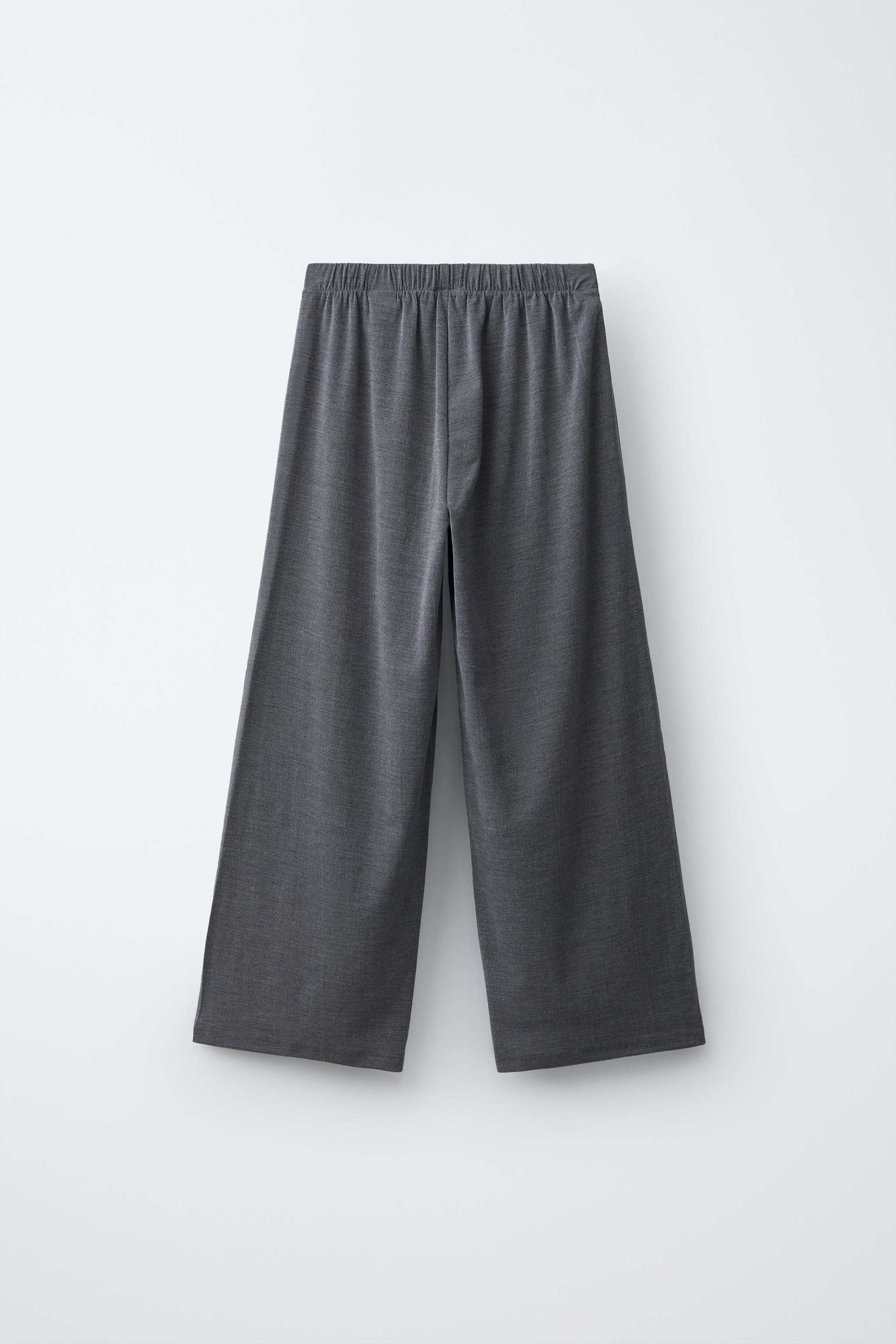 WIDE-LEG PAREO TROUSERS WITH BUTTONS — Grey