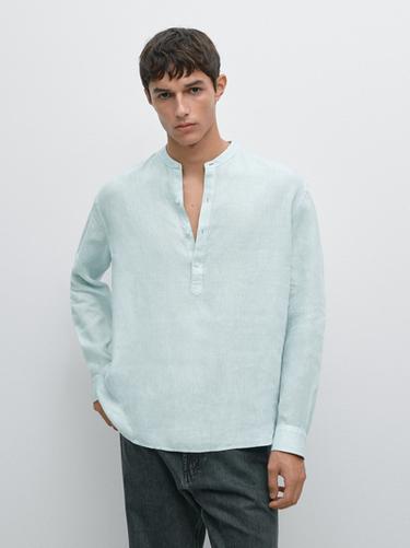 Zara 100% linen shirt - Turquoise
