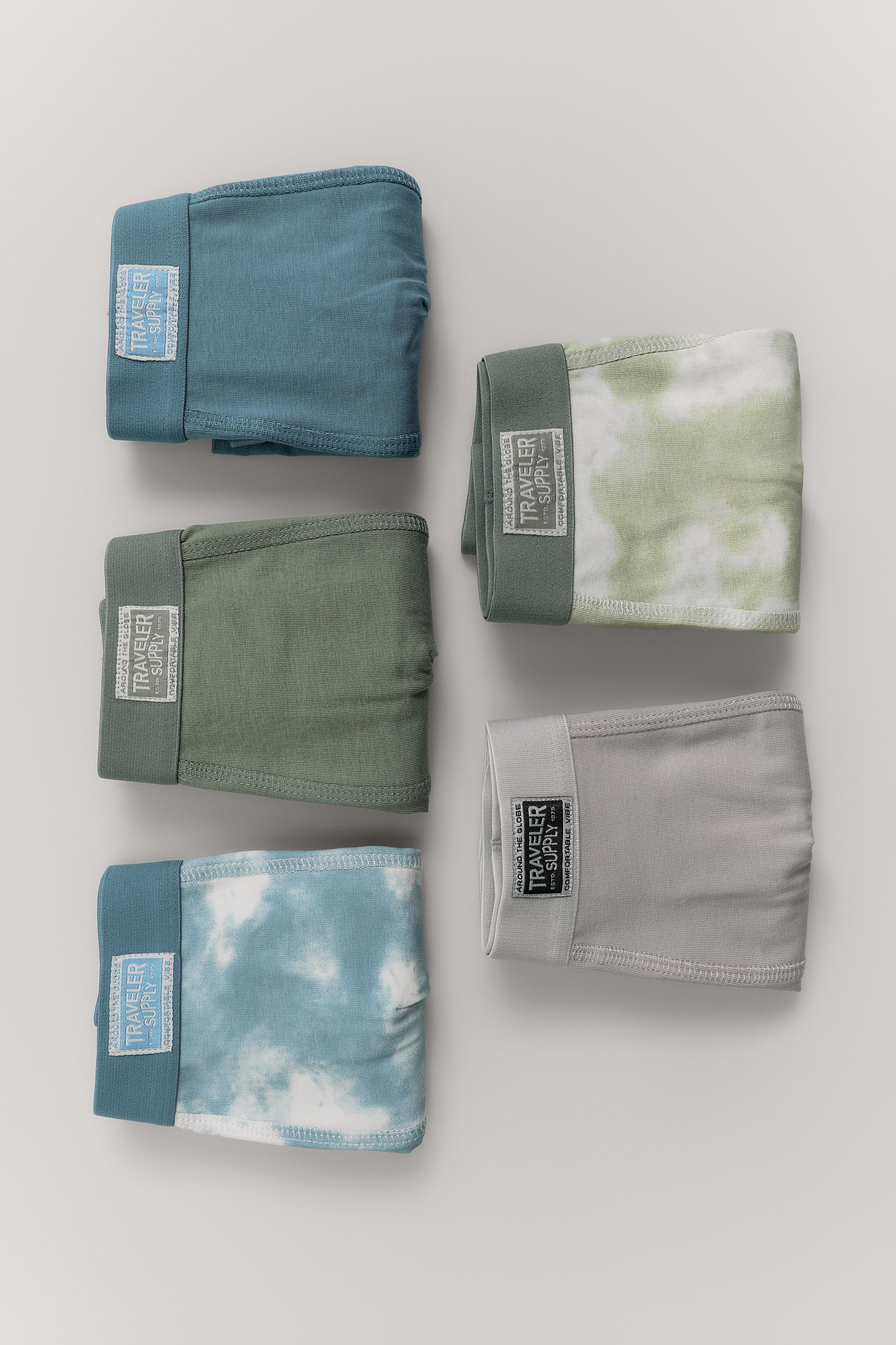 6-14 YEARS/ FIVE-PACK LABEL BOXERS — Multicolored