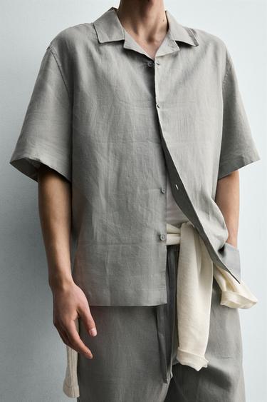 CHEMISE RELAXED FIT 100% LIN - Gris clair de Zara - Image 5