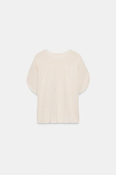 TOP RUSTIQUE À MANCHES CAPE - Beige clair de Zara - Image 5