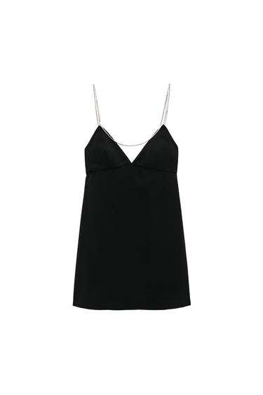 MINI DRESS WITH RHINESTONE STRAPS
