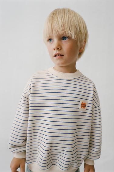 Zara STRIPE SWEATSHIRT - Blue / White