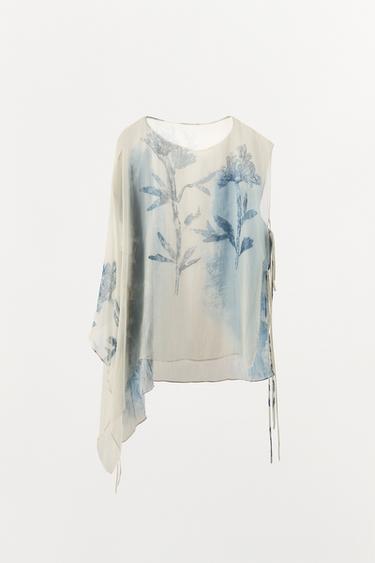 TOP ASYMÉTRIQUE IMPRIMÉ LIMITED EDITION - Écru de Zara - Image 6
