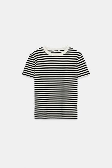 CAMISETA INTERLOCK MANGA CORTA - rayas de Zara