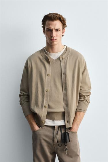 COTTON-RAMIE CARDIGAN - Beige by Zara