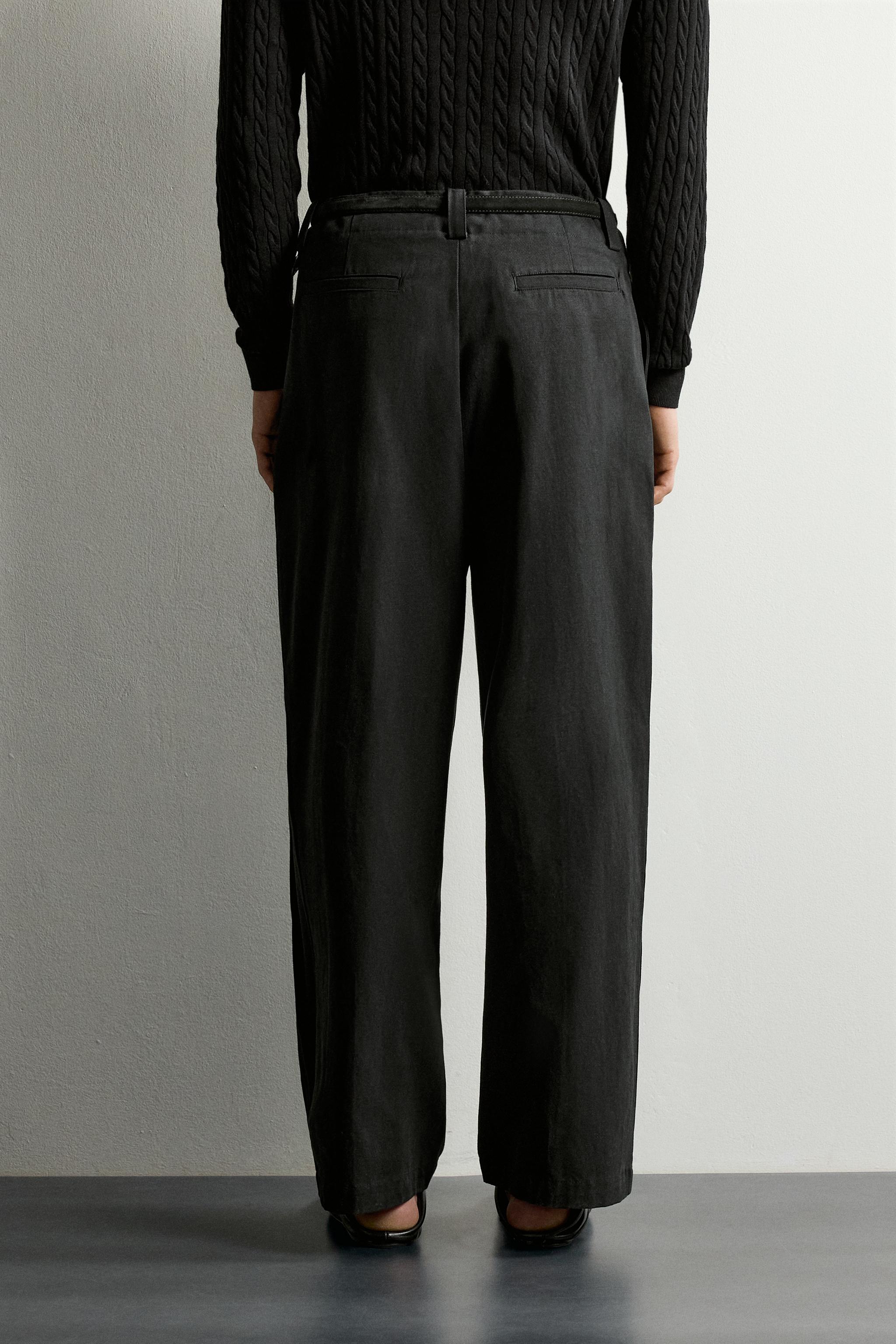 LYOCELL-COTTON PLEATED PANTS