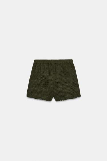 SHORT EN MATIÈRES VARIÉES ET CROCHET - Kaki de Zara - Image 7