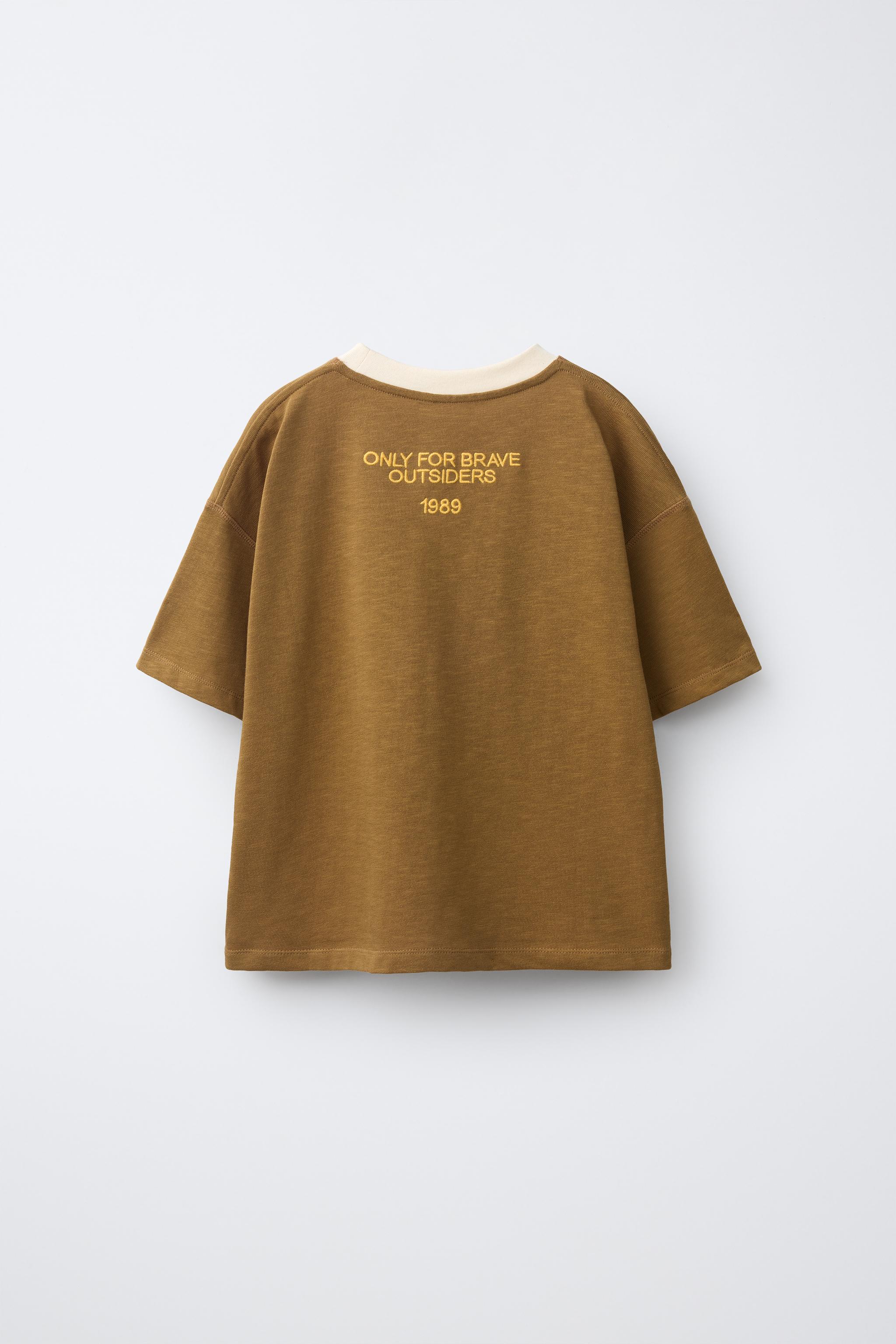 Детские футболки Zara CONTRAST NECK T-SHIRT — фото 2
