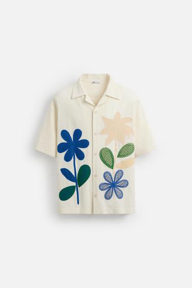 CONTRAST PATCH SHIRT - Oyster-white by Zara