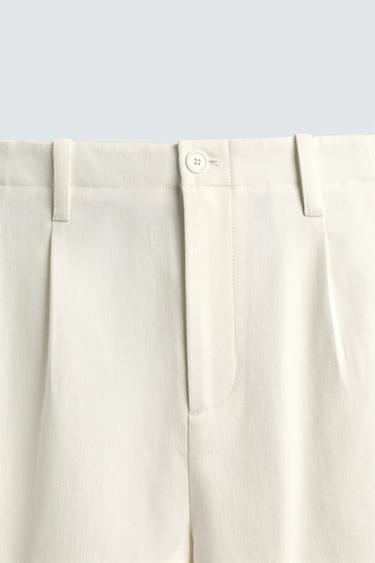 WIDE-LEG PLEATED CHINO TROUSERS - white by Zara - Image 7