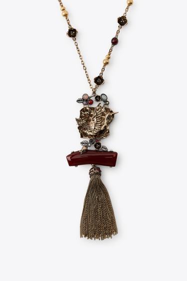 BIRD STONE LINK NECKLACE - Golden by Zara - Image 4