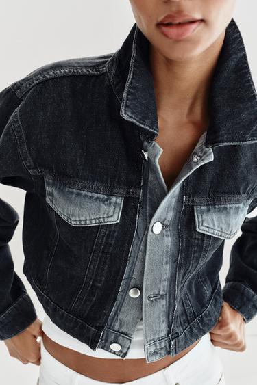 BLOUSON COURT EN DENIM Z1975 AVEC CONTRASTE - Gris de Zara - Image 5