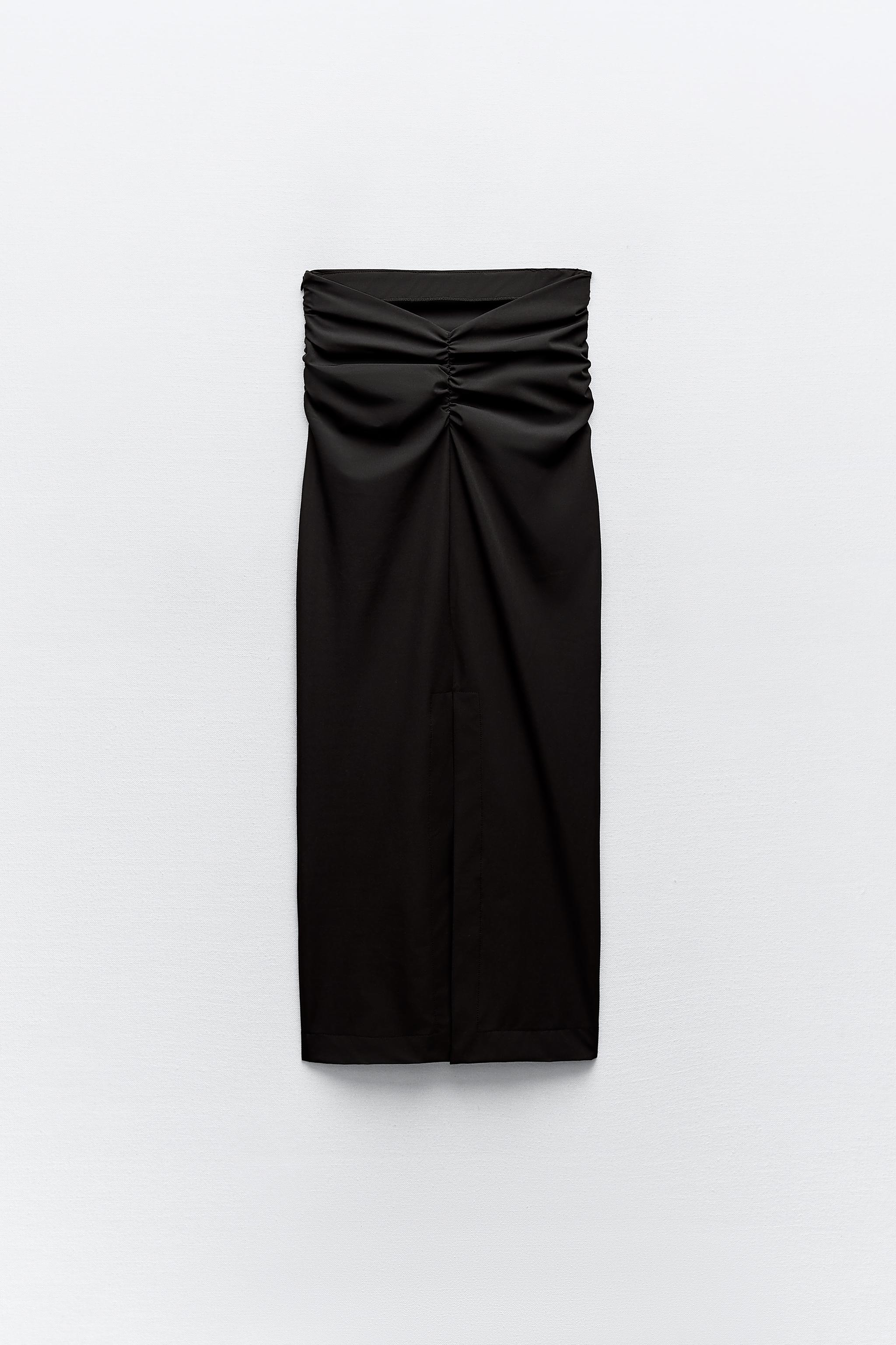 The Black High Waisted Pleated Midi Skirt