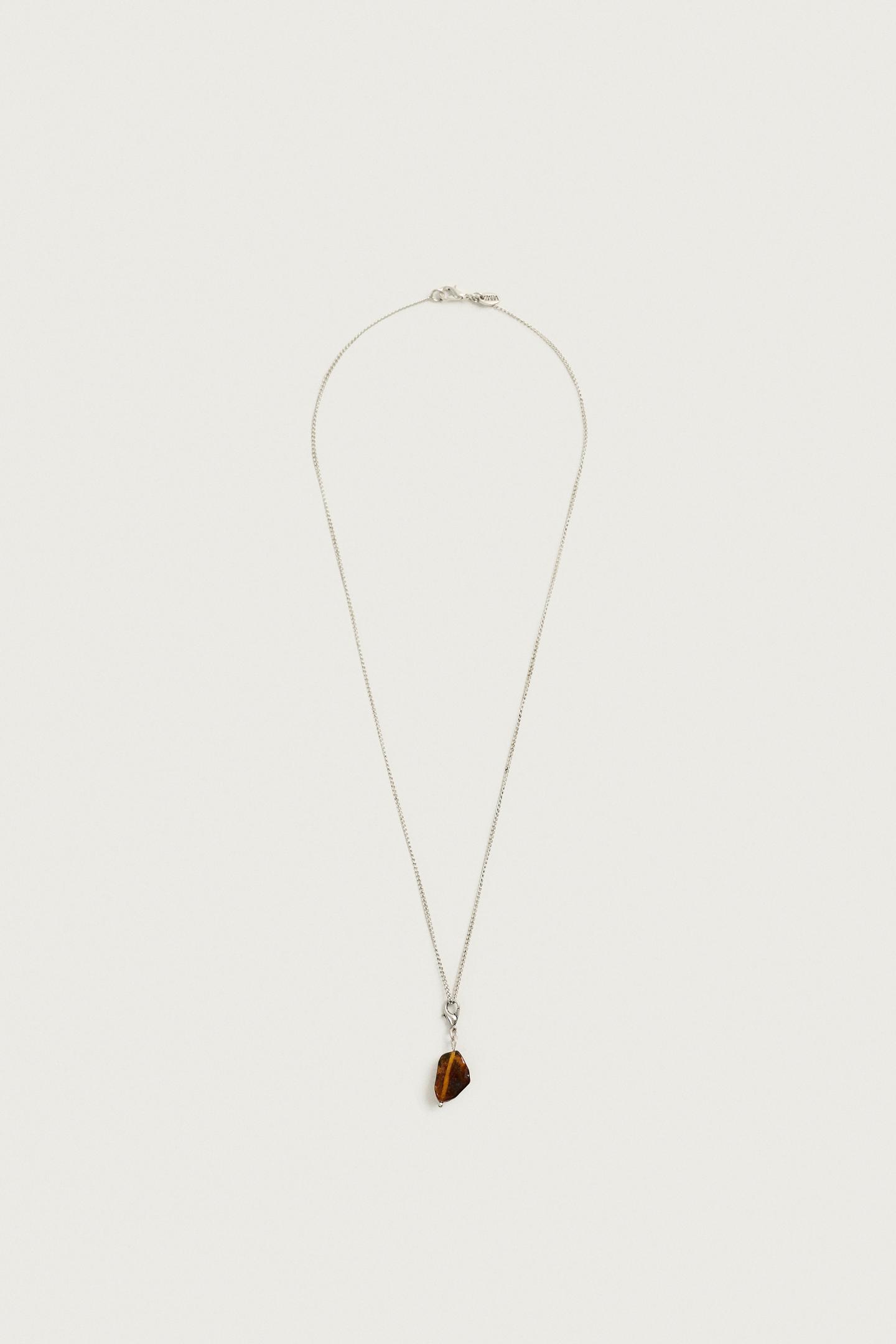Мужское колье Zara Metal Link and Stone, цвет: Серебряный — фото 3
