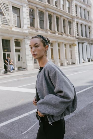 SOFT BOMBER JACKET - Grey by Zara - Image 4