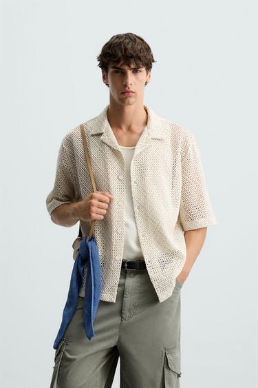 CAMISA ESTRUCTURA CALADOS - rosa claro de Zara