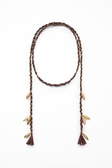WOVEN BELT WITH METAL PIECES - Brown by Zara