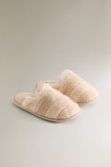 KIDS' FAUX SHEARLING MULE SLIPPERS - Light beige by Zara - Image 1