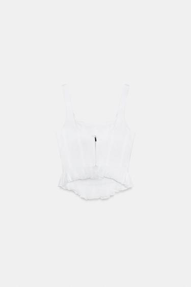 TOP BUSTIER À VOLANTS - Blanc de Zara - Image 3