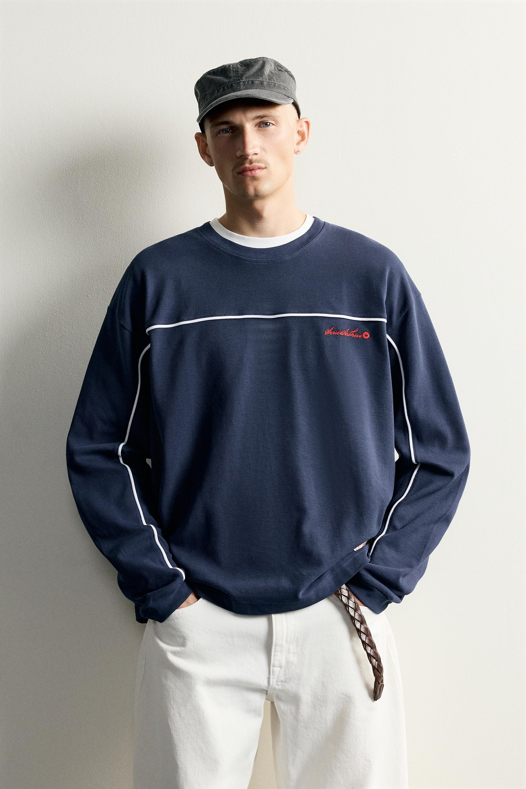 Zara KONTRAST DETAYLI DOKULU İŞLEMELİ SWEATSHIRT görsel 2