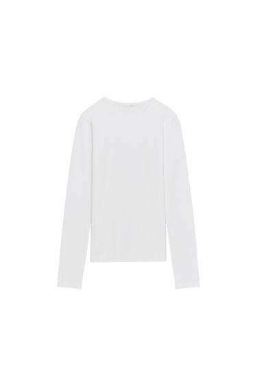 T-SHIRT BASIQUE EN COTON - Blanc de Zara