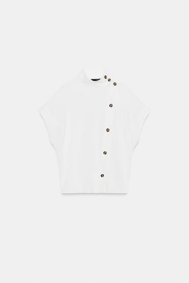 SHIRT WITH CONTRAST BUTTONS - Oyster-white by Zara - Image 6