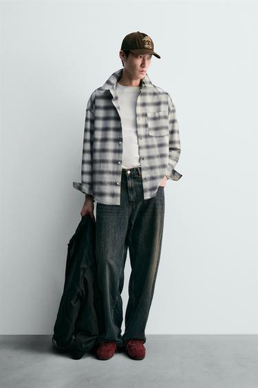OVERSIZED FIT OXFORD SHIRT - White / Grey by Zara