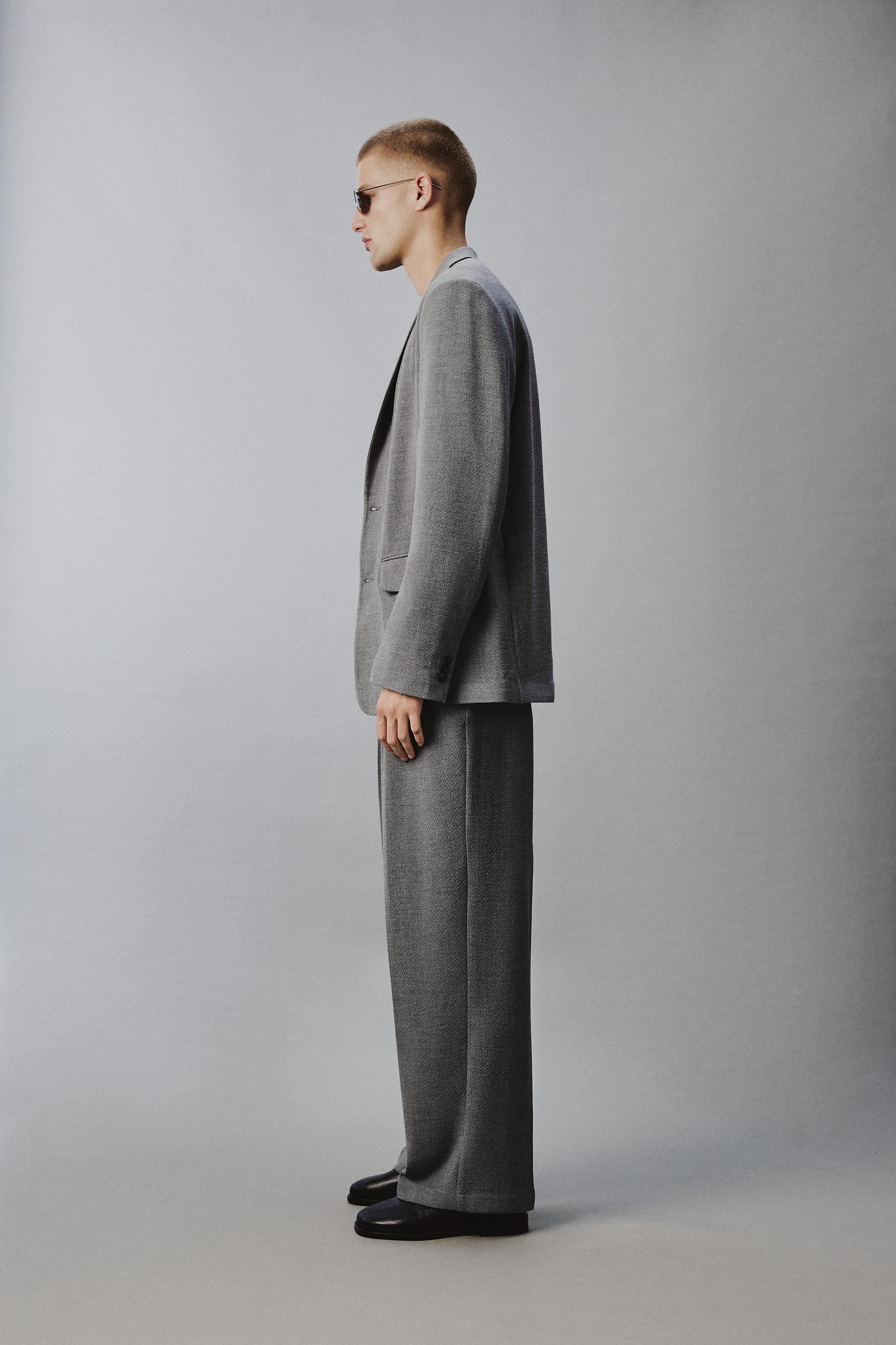 ZARA　4WAYストレッチ　スーツ　グレー リラックスフィットヘリンボーンスーツブレザー - グレー | ZARA Japan