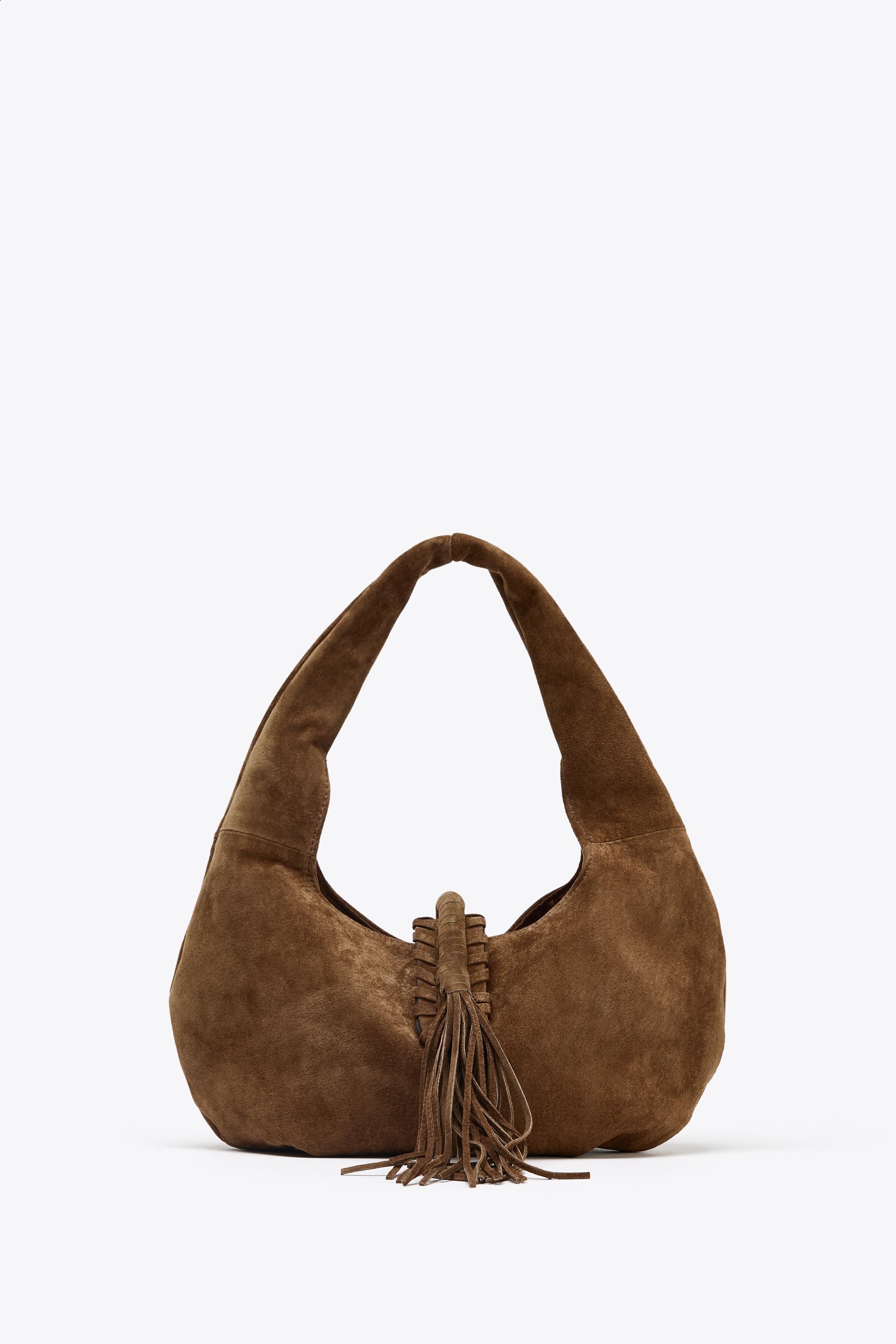 SAC PORTÉ ÉPAULE À FRANGES EN CROÛTE DE CUIR