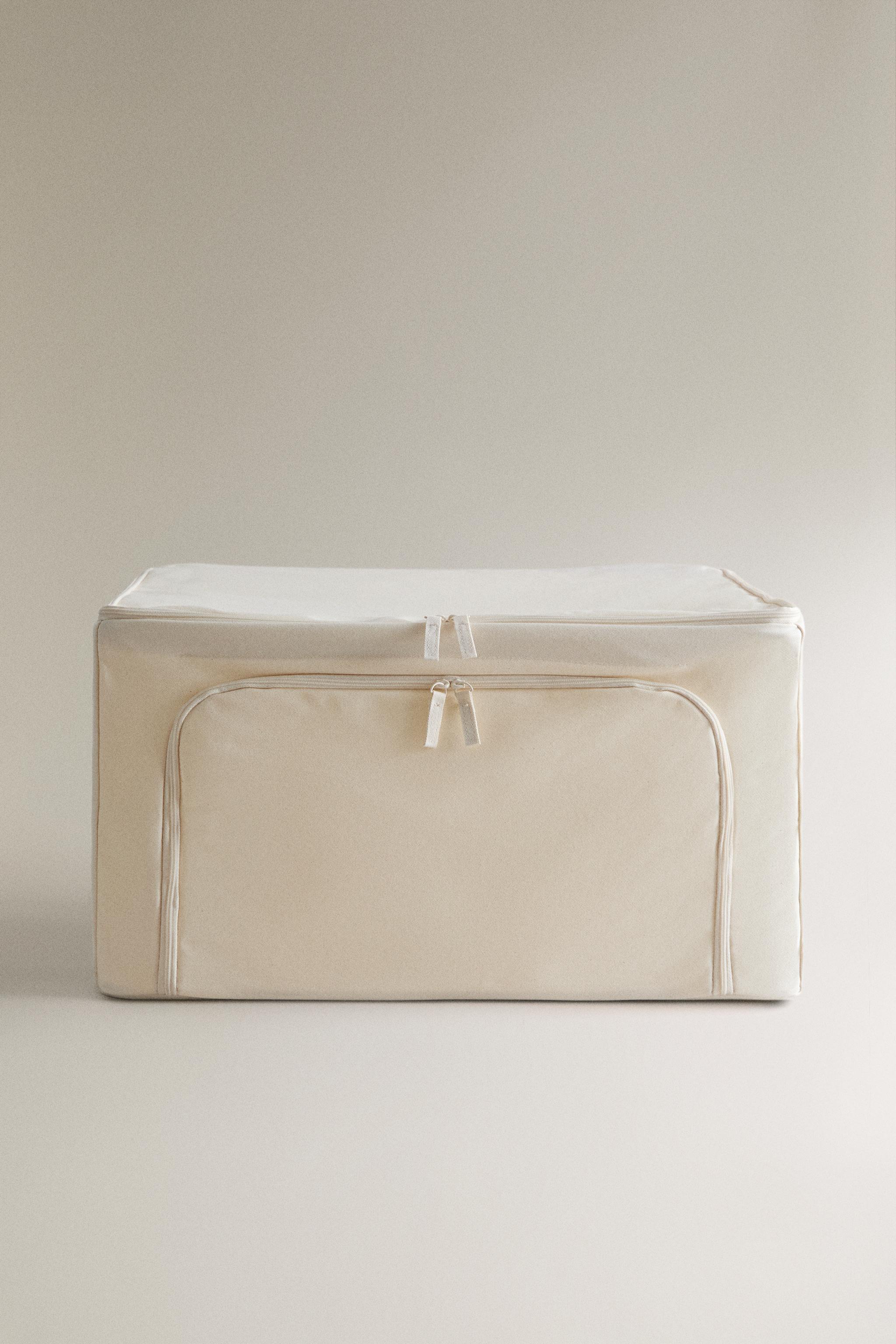 FRONT OPENING TEXTILE ORGANISER — Light beige